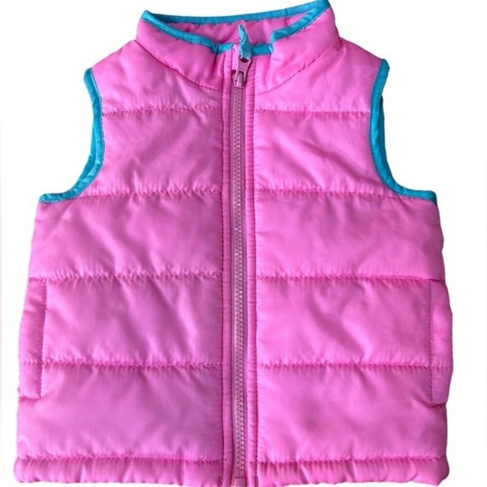 OSHKOSH B'GOSH Bubblegum Pink Puffer Vest 12M Infant Toddler Girls